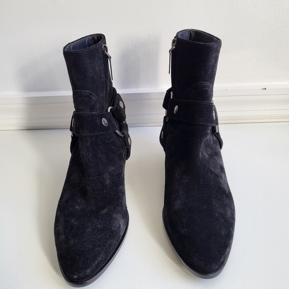 Saint Laurent Hara Suede Strap Black Booties NWT Size 6 US/6 IT - Picture 8 of 14
